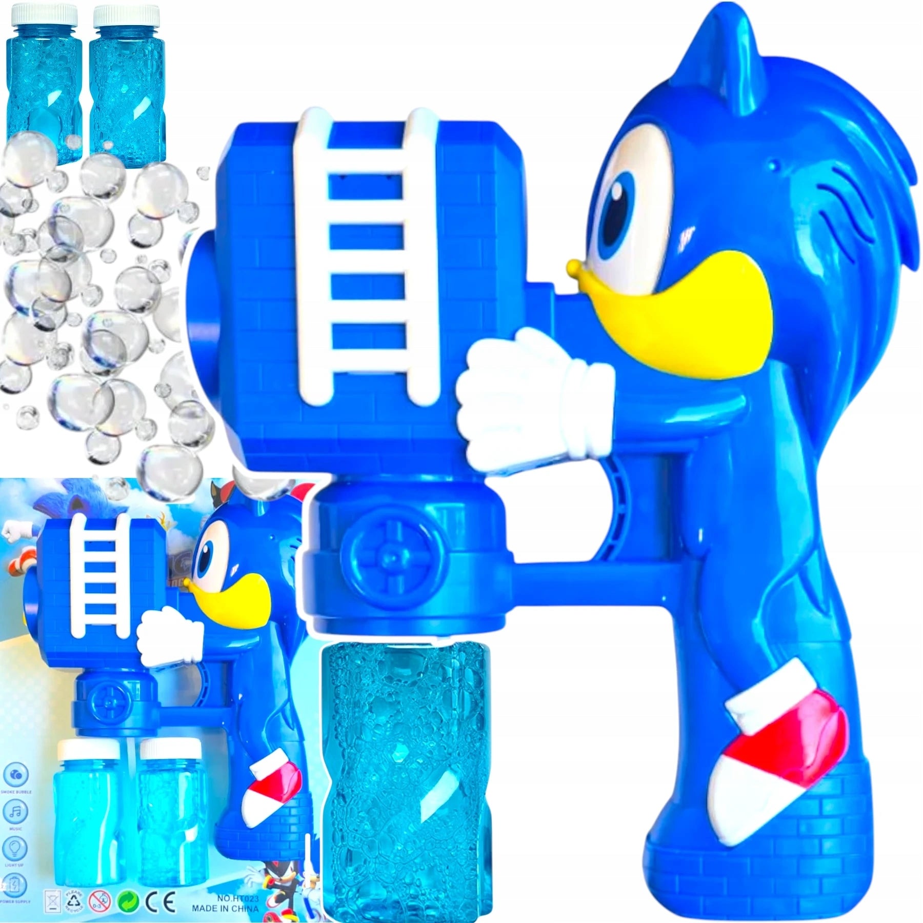 SOAP BUBBLE GUN SONIC AUTOMATIC SOAP BUBBLE LIQUID SONIC HEDGEHOG Packaging status original