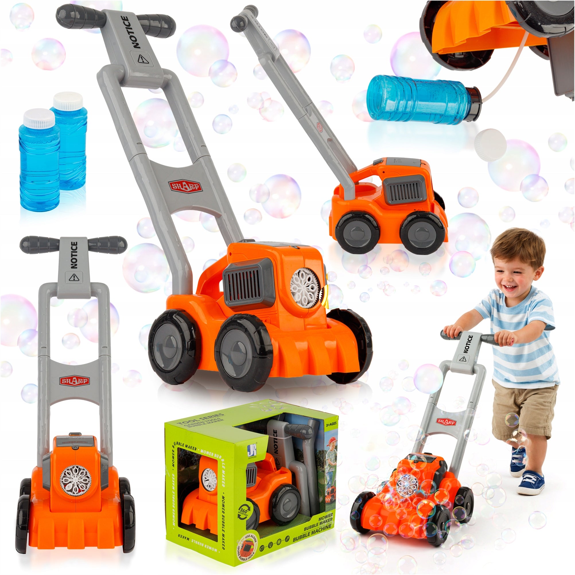 SOAP BUBBLE MOWER BUBBLE MACHINE BLOWER + 2 LIQUIDS