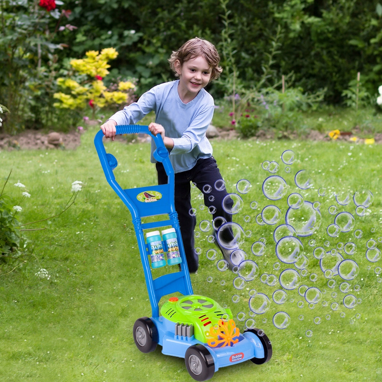 SOAP BUBBLE MOWER PUSHER FOR CHILDREN BATTERY OPERATED PLAY LIQUID Kind machine