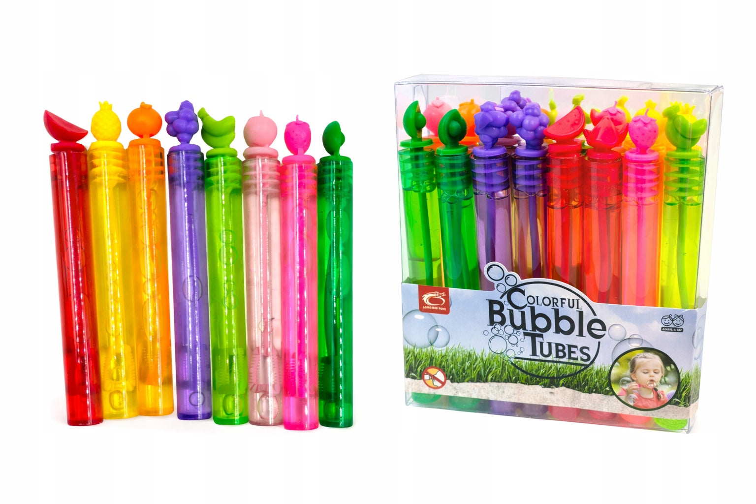 SOAP BUBBLES SET OF 24 COLORFUL TUBES 10 CM MIX COLORS TOY Packaging status original