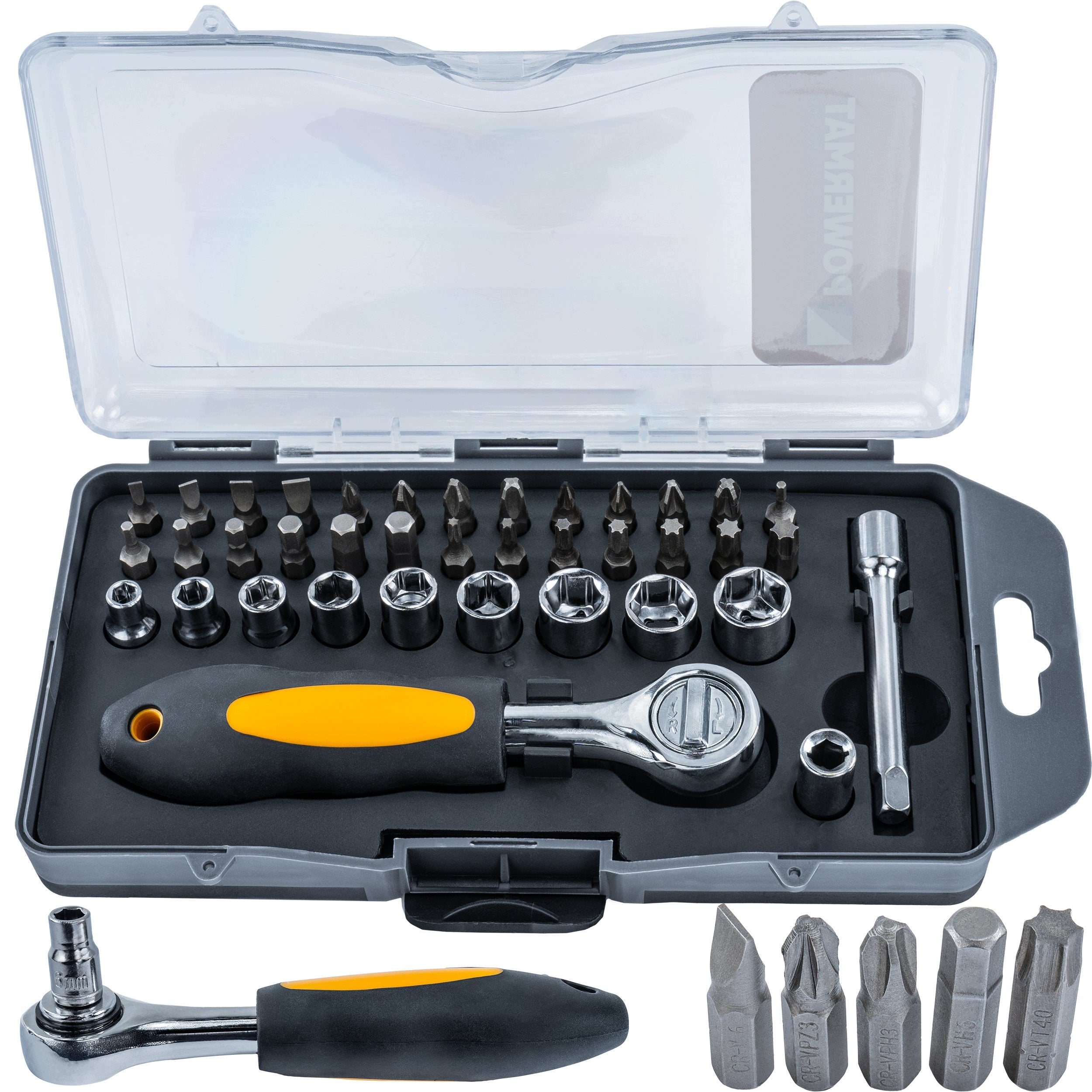 SOCKET BIT SET 38EL MAGNETIC RATCHET TIPS EXTENSION 75MM