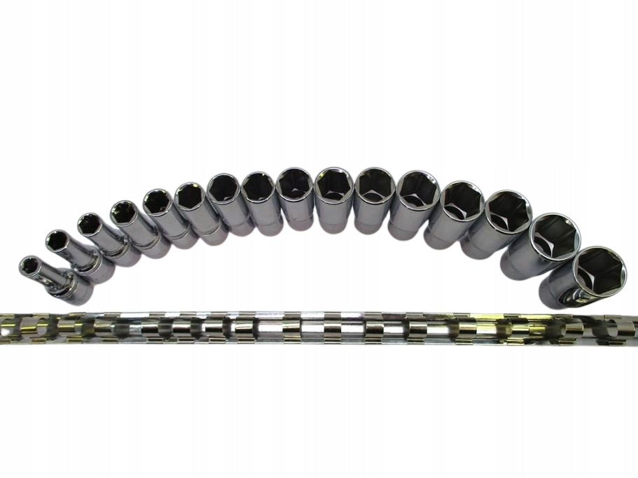SOCKET SET 1/2" LONG SOCKETS 16PCS 8-24MM SOCKET WRENCHES STRIP Product weight with unit packaging 1 kg