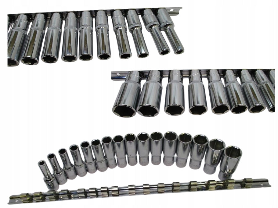 SOCKET SET 1/2" LONG SOCKETS 16PCS 8-24MM SOCKET WRENCHES STRIP