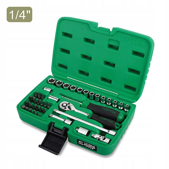 SOCKET WRENCH AND BIT TOOL SET 1/4" 41 EL TOPTUL GCAI4102