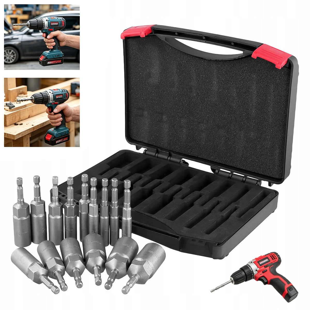 SOCKET WRENCH CAPS FOR SCREWDRIVER STRONG SET OF 15PCS.