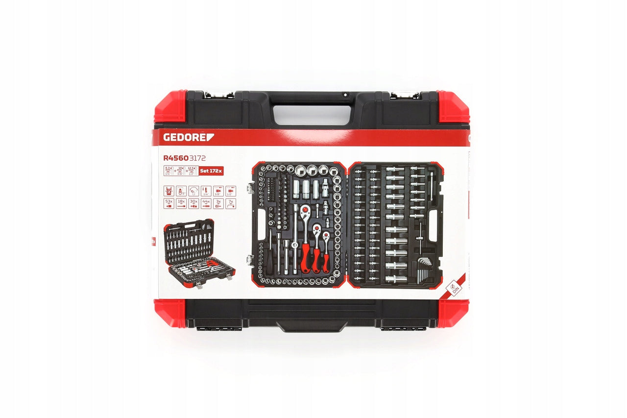SOCKET WRENCH SET 1/2"-3/8"-1/4" 172-PIECE, R45603172 GEDORE RED Manufacturer code R45603172