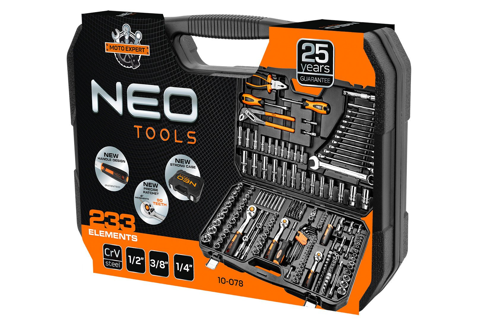 SOCKET WRENCH SET 1/2" 3/8" 1/4" 233 PCS CRV 10-078 NEO TOOLS Number of items in the set 233