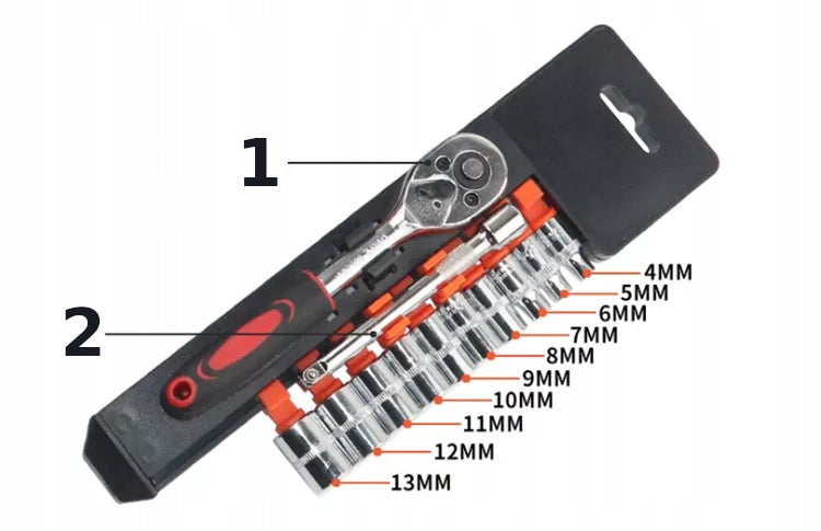 SOCKET WRENCH SET 1/4" RATCHET 13EL Brand Kopier