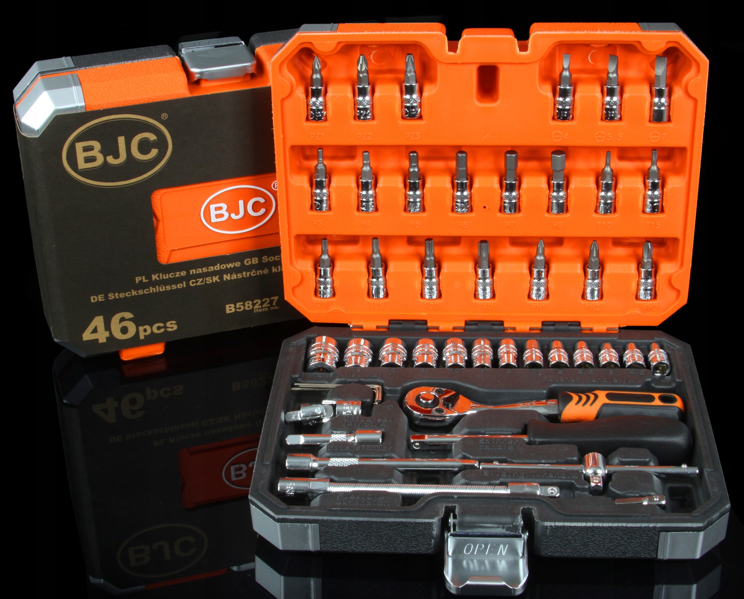 SOCKET WRENCH SET 1/4" SOCKET CAPS BITS SOCKET WRENCHES 46el BJC PREMIUM Number of items in the set 46