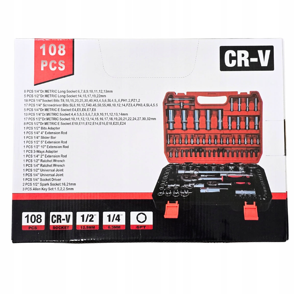 SOCKET WRENCH SET 108 EL. CRV TORX BITS IN CASE PROFESSIONAL Product weight with unit packaging 5.78 kg