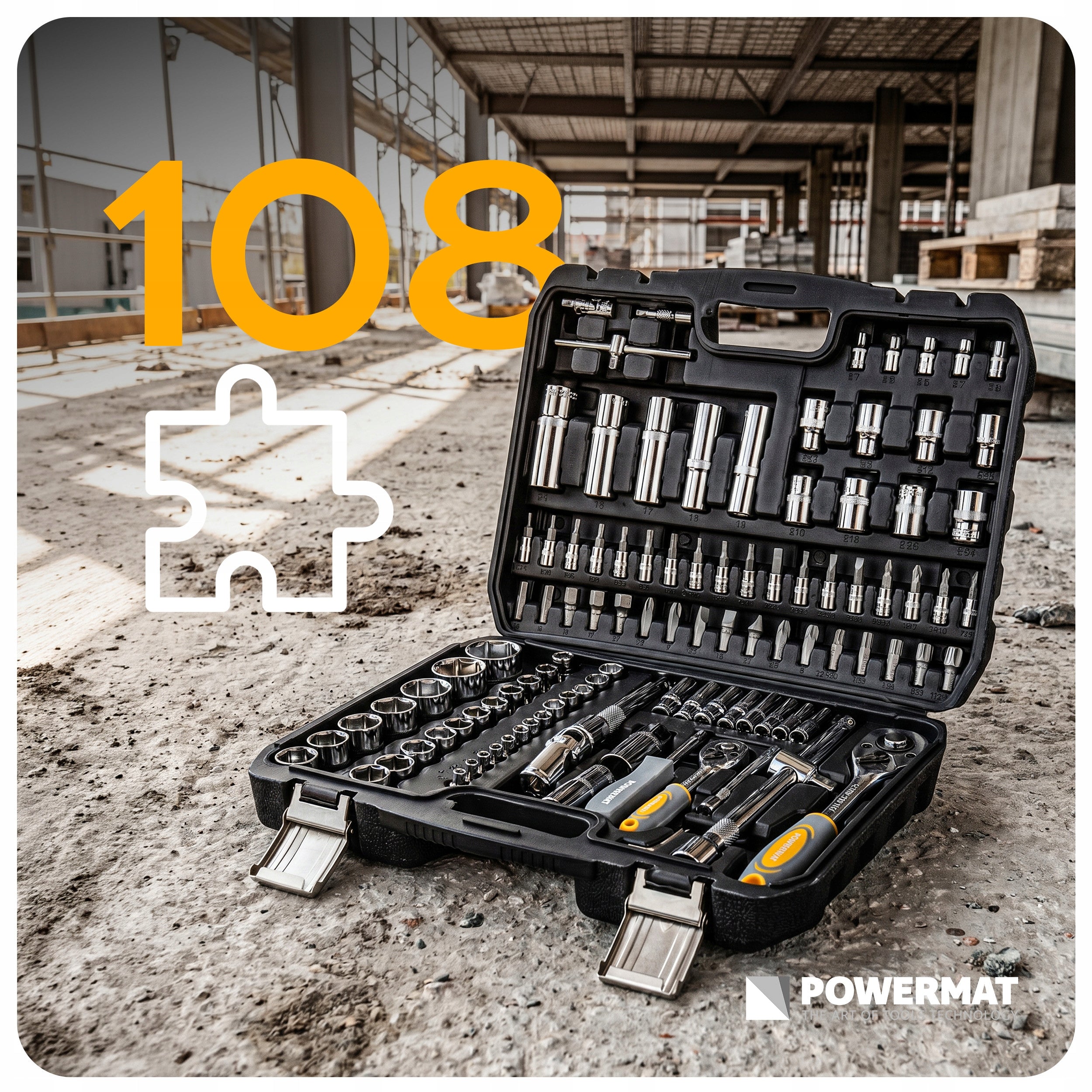 SOCKET WRENCH SET 108 ELEMENTS RATCHET 1/2" 1/4" CrV SUITCASE Manufacturer code PM1614