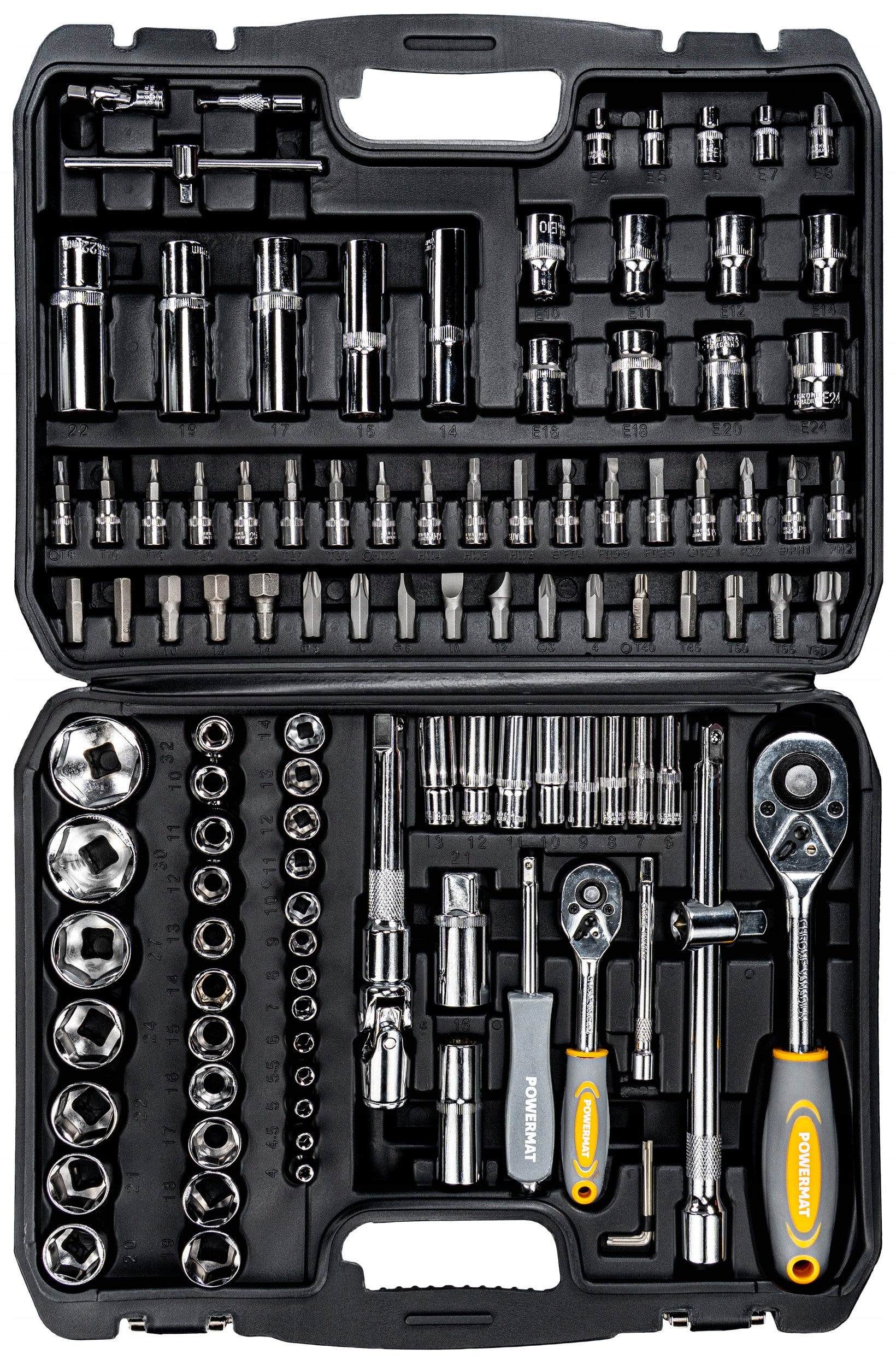 SOCKET WRENCH SET 108 ELEMENTS RATCHET 1/2" 1/4" CrV SUITCASE Manufacturer code PM1614