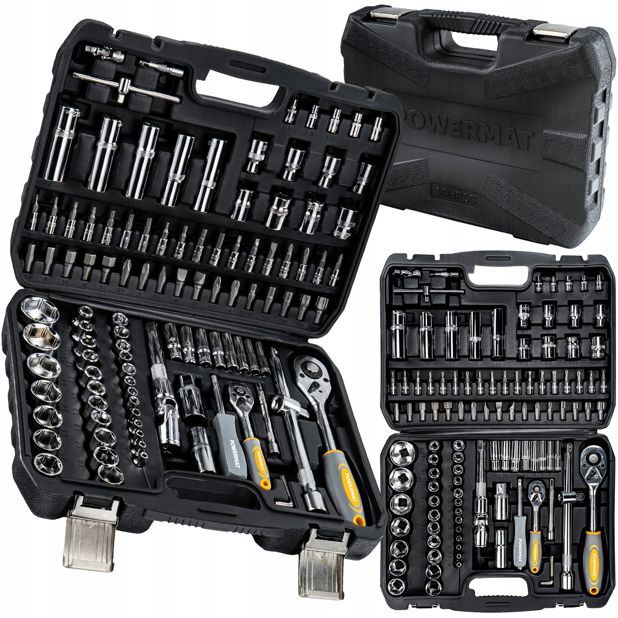 SOCKET WRENCH SET 108 ELEMENTS RATCHET 1/2" 1/4" CrV SUITCASE