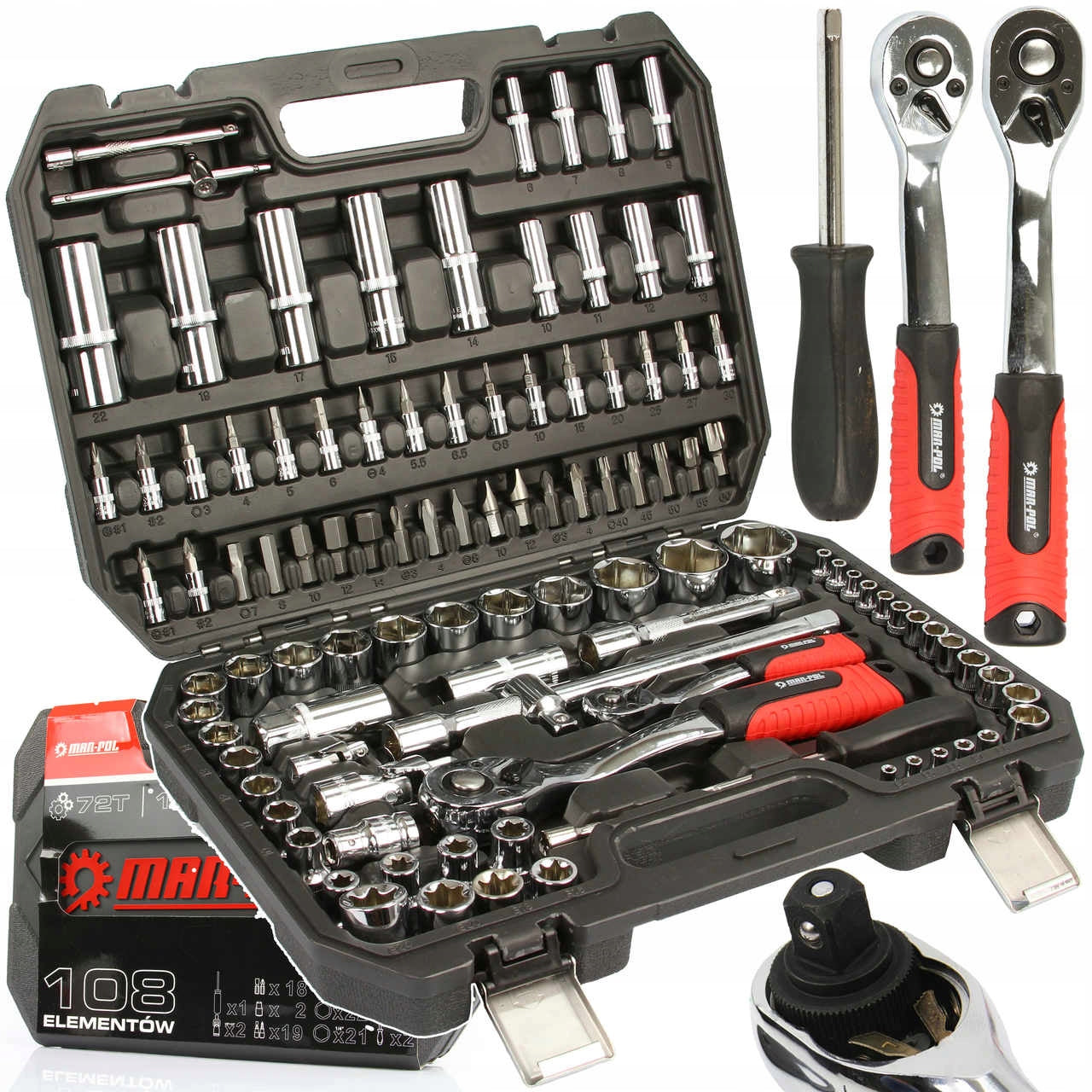 SOCKET WRENCH SET 108PCS MARO-POL CrV SOCKET WRENCHES TORX SUITCASE