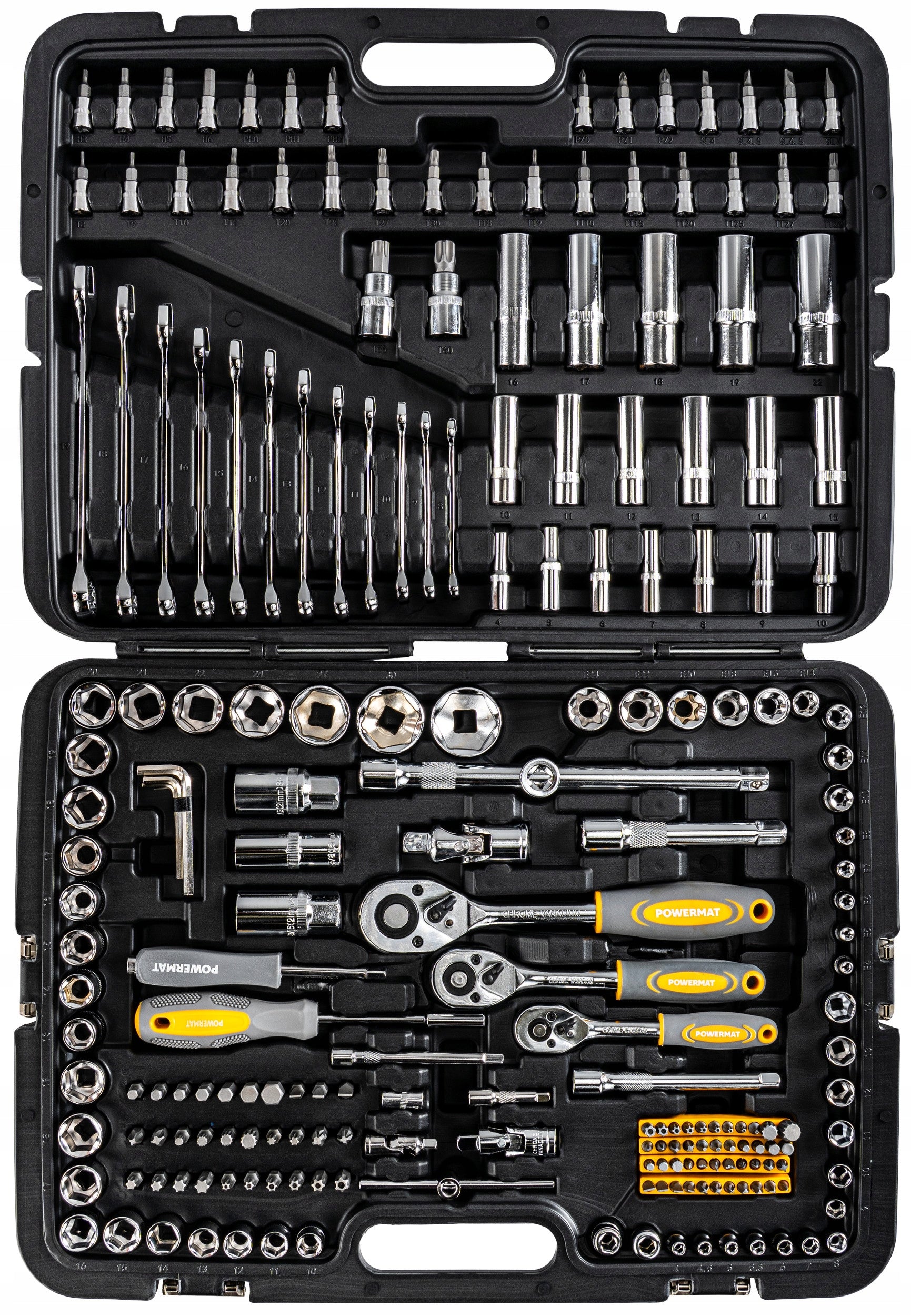 SOCKET WRENCH SET 216 ELEMENTS RATCHET 1/2"3/8"1/4" CrV SUITCASE Manufacturer code PM1613