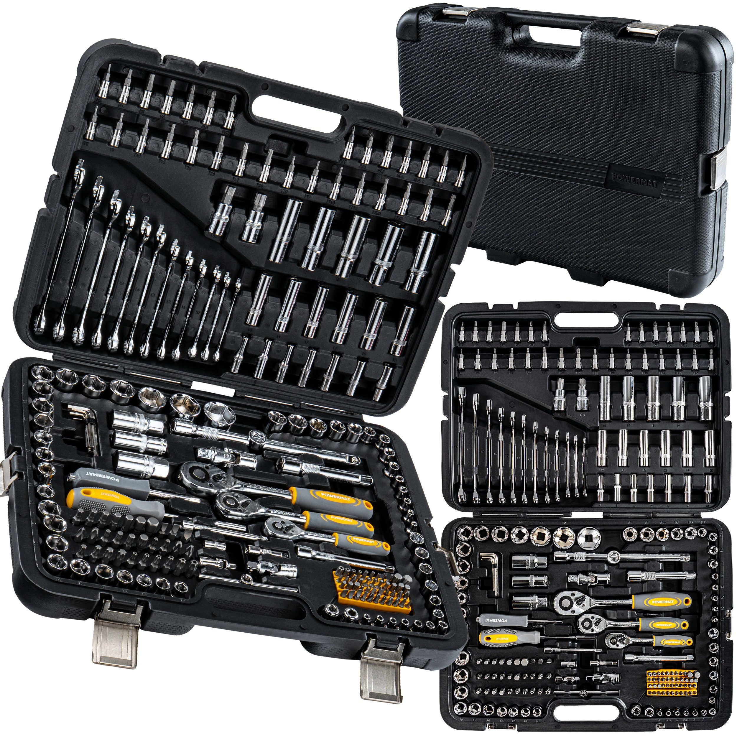SOCKET WRENCH SET 216 ELEMENTS RATCHET 1/2"3/8"1/4" CrV SUITCASE