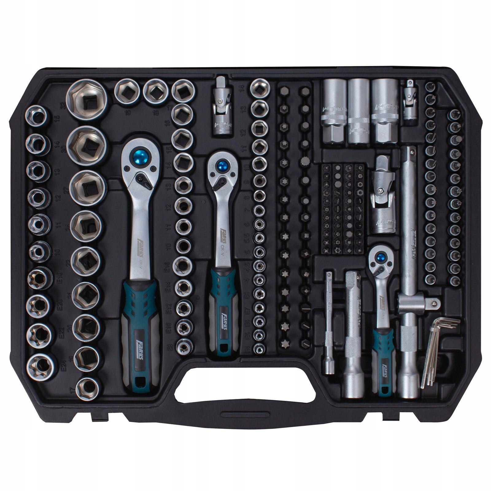 SOCKET WRENCH SET 219el. SUITCASE FARYS WRENCHES FLAT EYELET CAPS Brand Farys