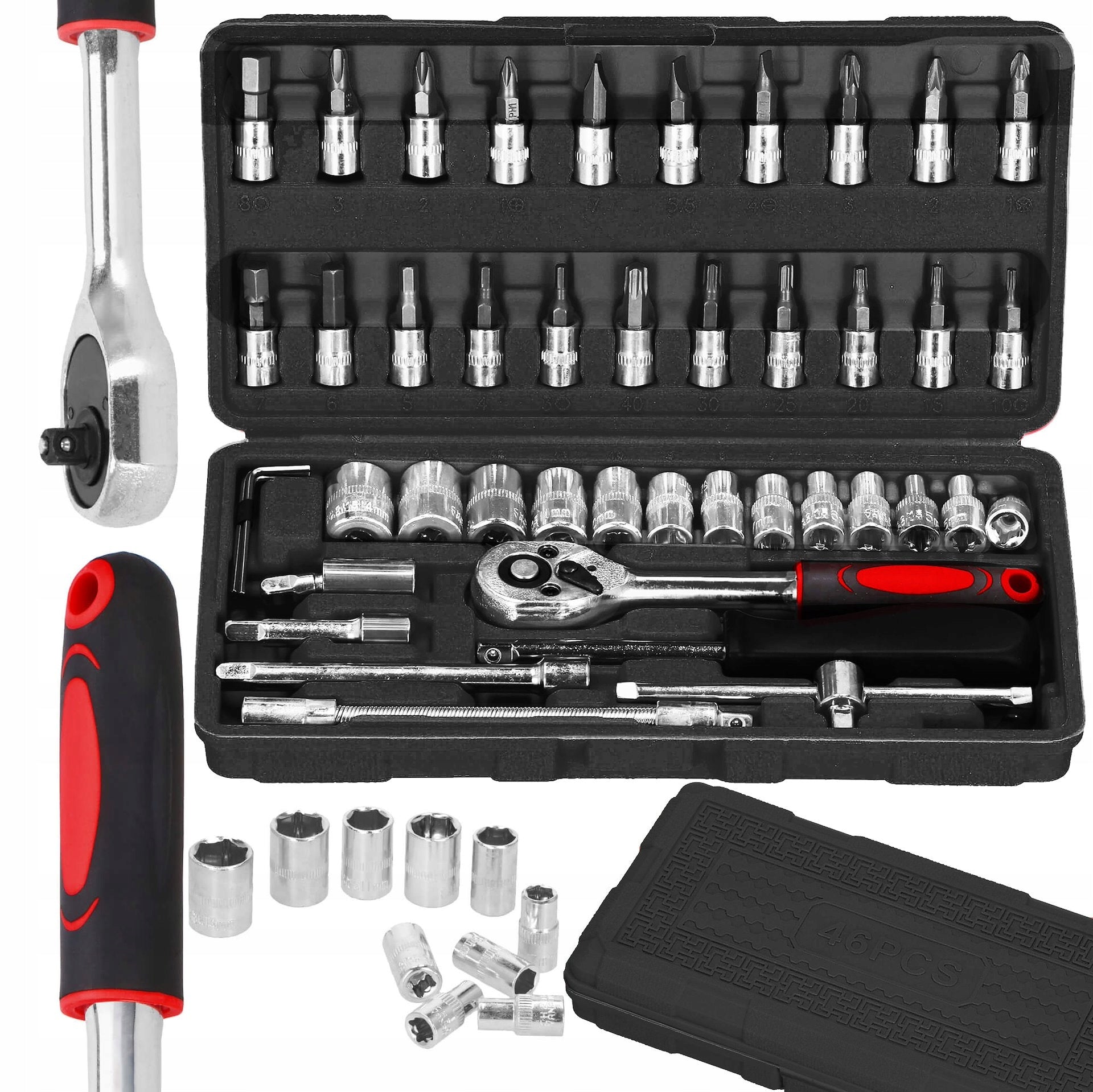 SOCKET WRENCH SET 46 EL. SOCKET WRENCHES HARDENED STEEL BITS ALLEN Brand Springos