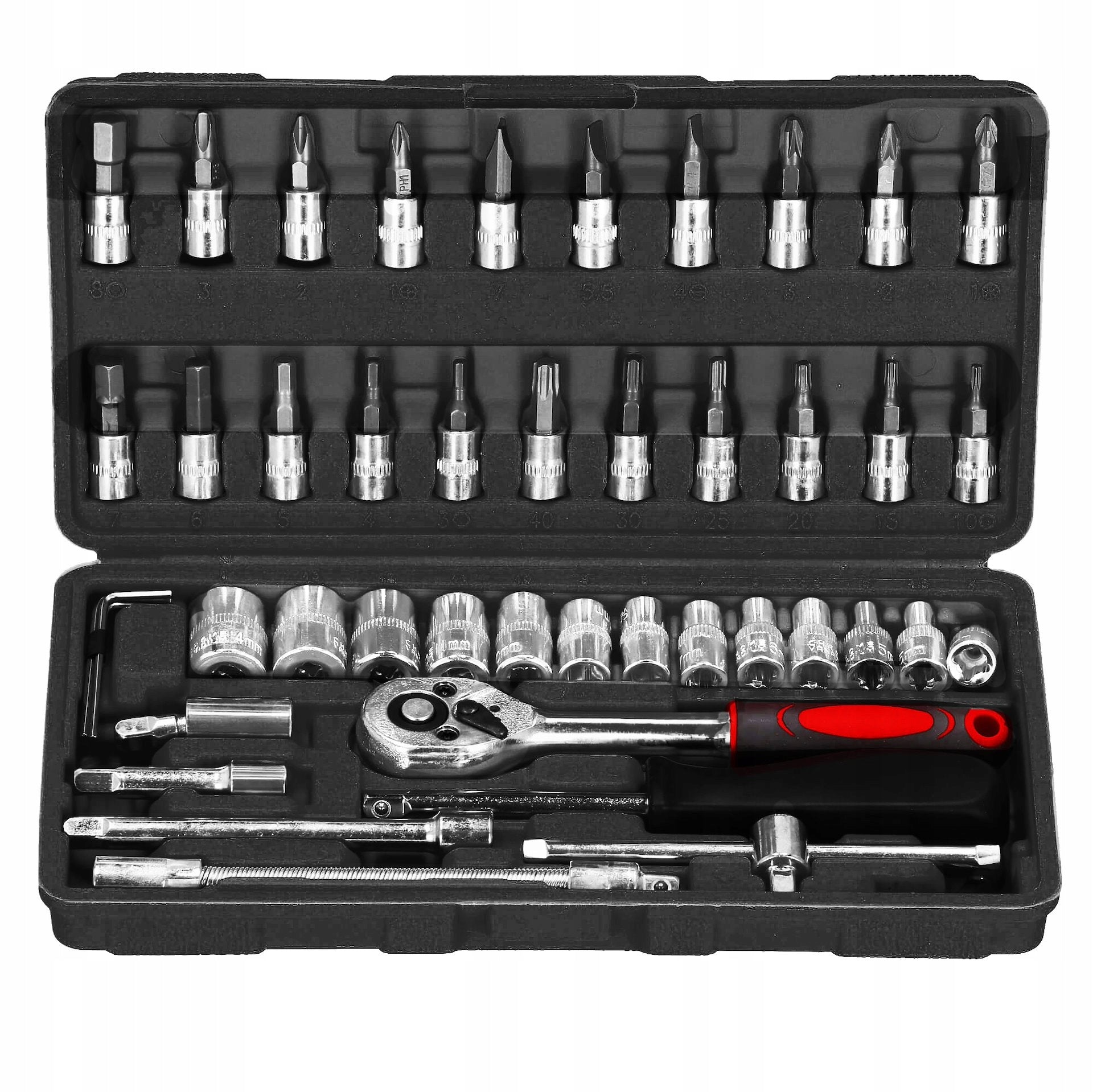 SOCKET WRENCH SET 46 EL. SOCKET WRENCHES HARDENED STEEL BITS ALLEN Number of items in the set 46