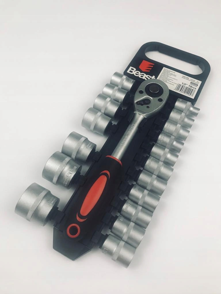 SOCKET WRENCH SET 8-32 mm 1/2" CV with ratchet on Christmas tree 19-piece Brand Beast
