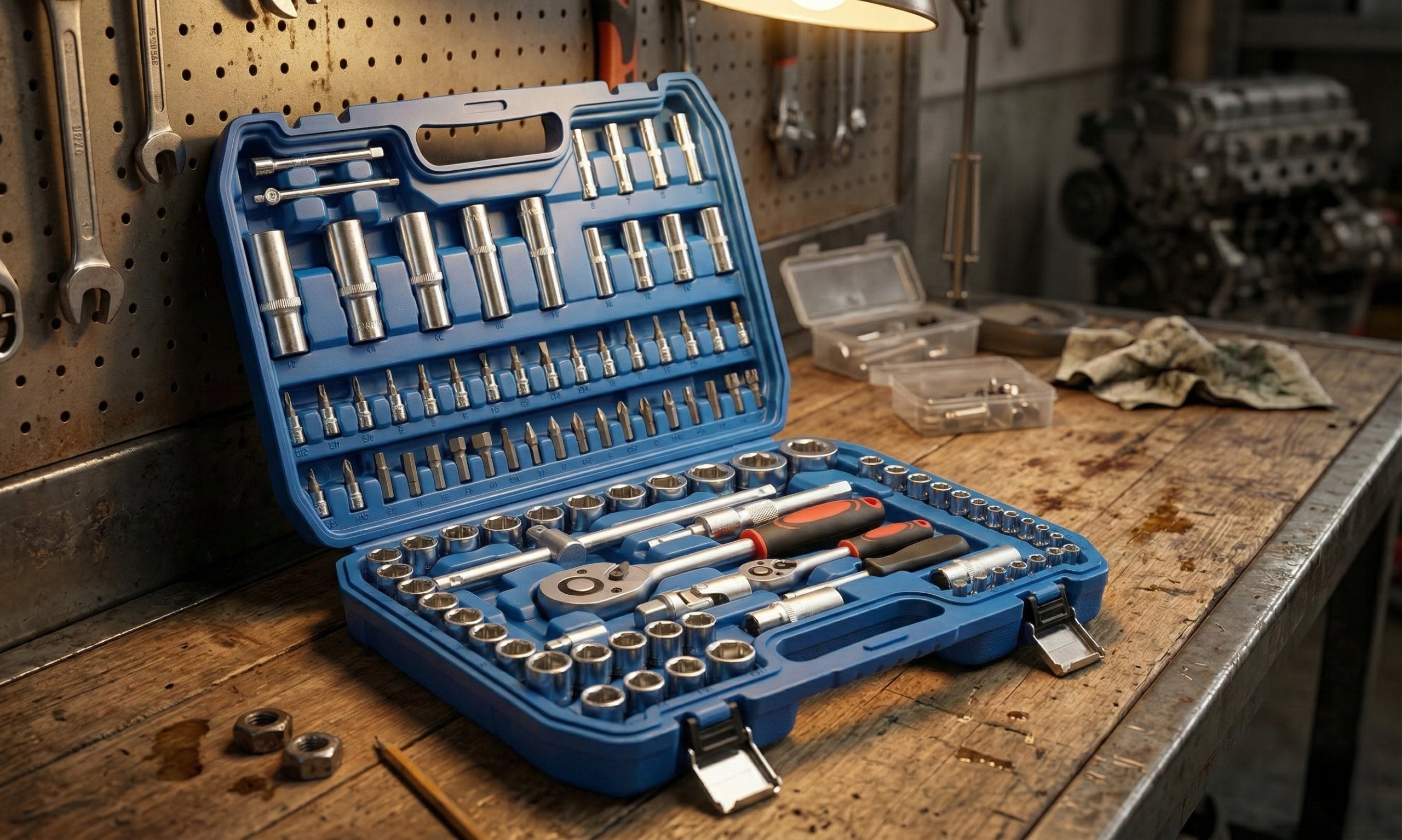 SOCKET WRENCH SET RATCHET 1/2 1/4 SOCKET WRENCHES 108 EL SUITCASE Packaging status original
