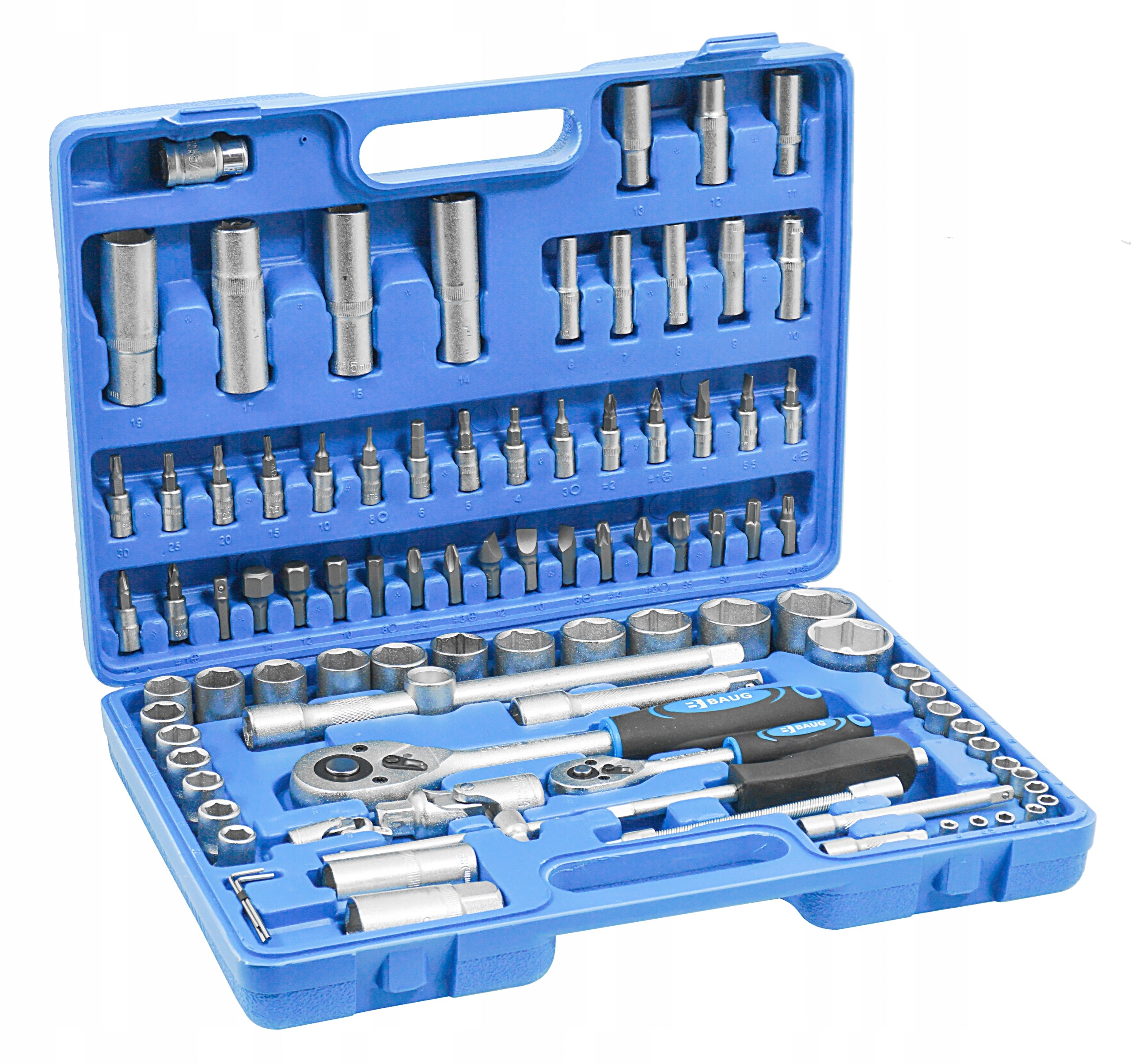 SOCKET WRENCH SET SOCKET WRENCHES 1/4" 1/2" 94 PIECES BAUG HIT Brand Baug