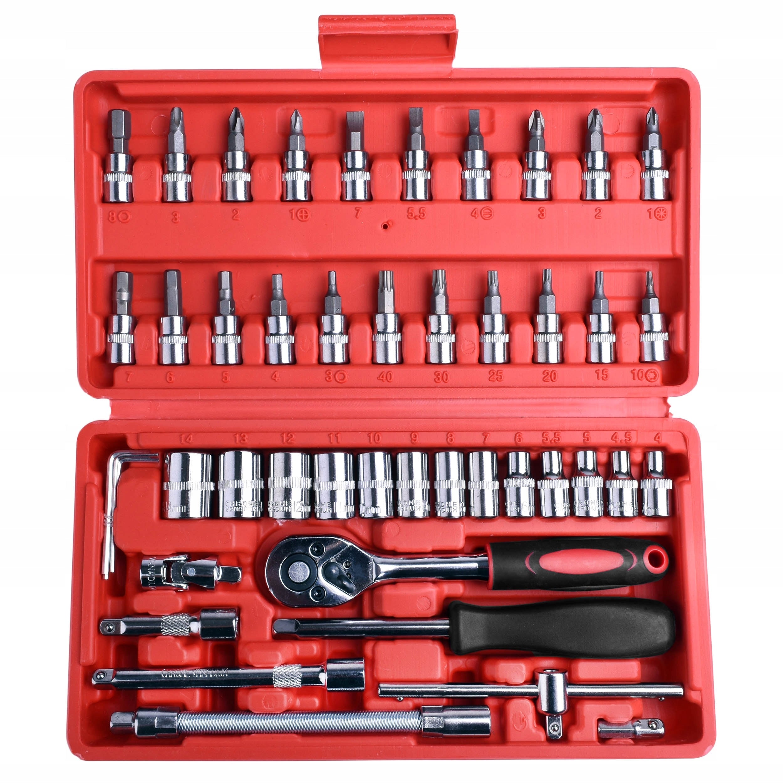 SOCKET WRENCH SET SOCKET WRENCHES BITS CASE 46 pcs. Packaging status original