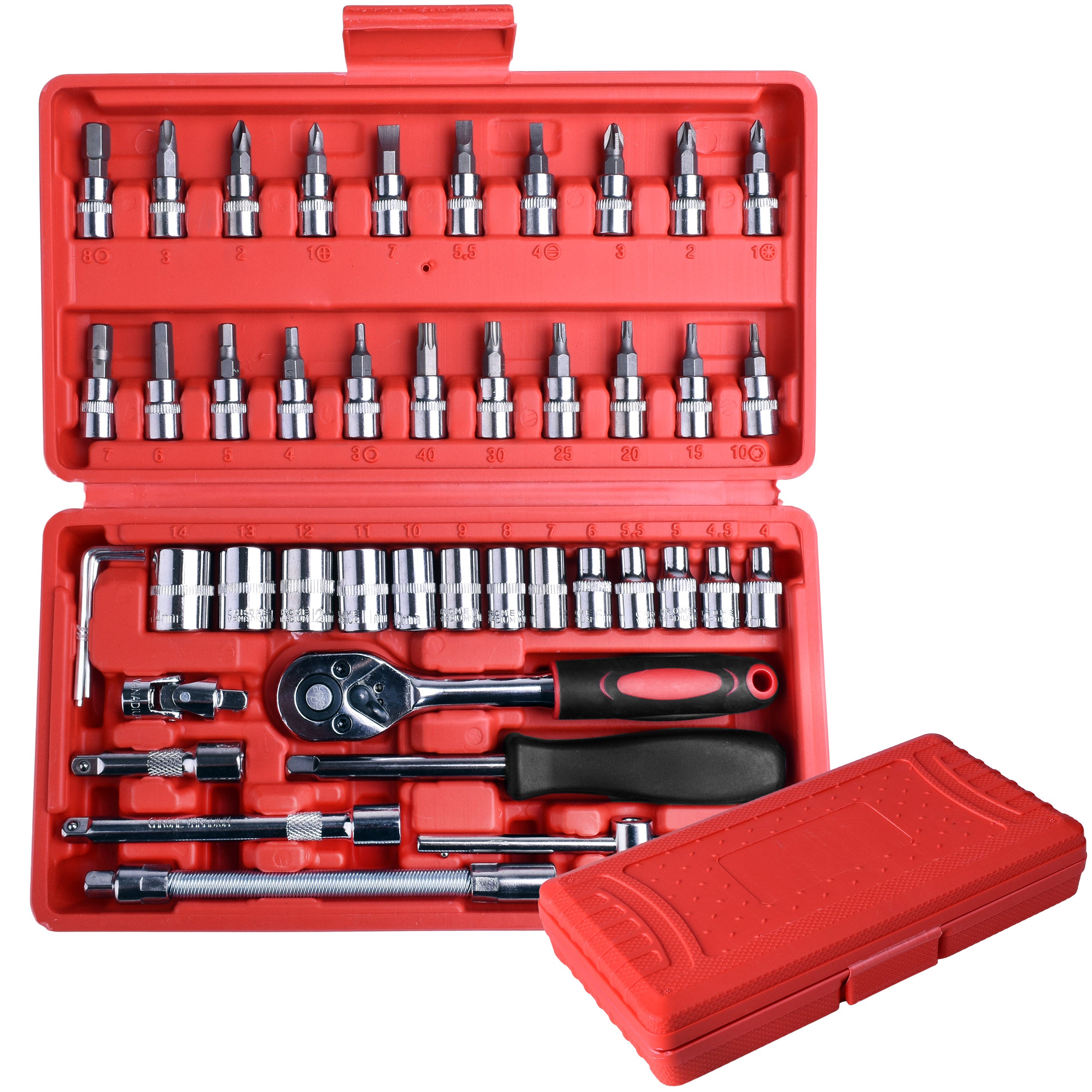 SOCKET WRENCH SET SOCKET WRENCHES BITS CASE 46 pcs.