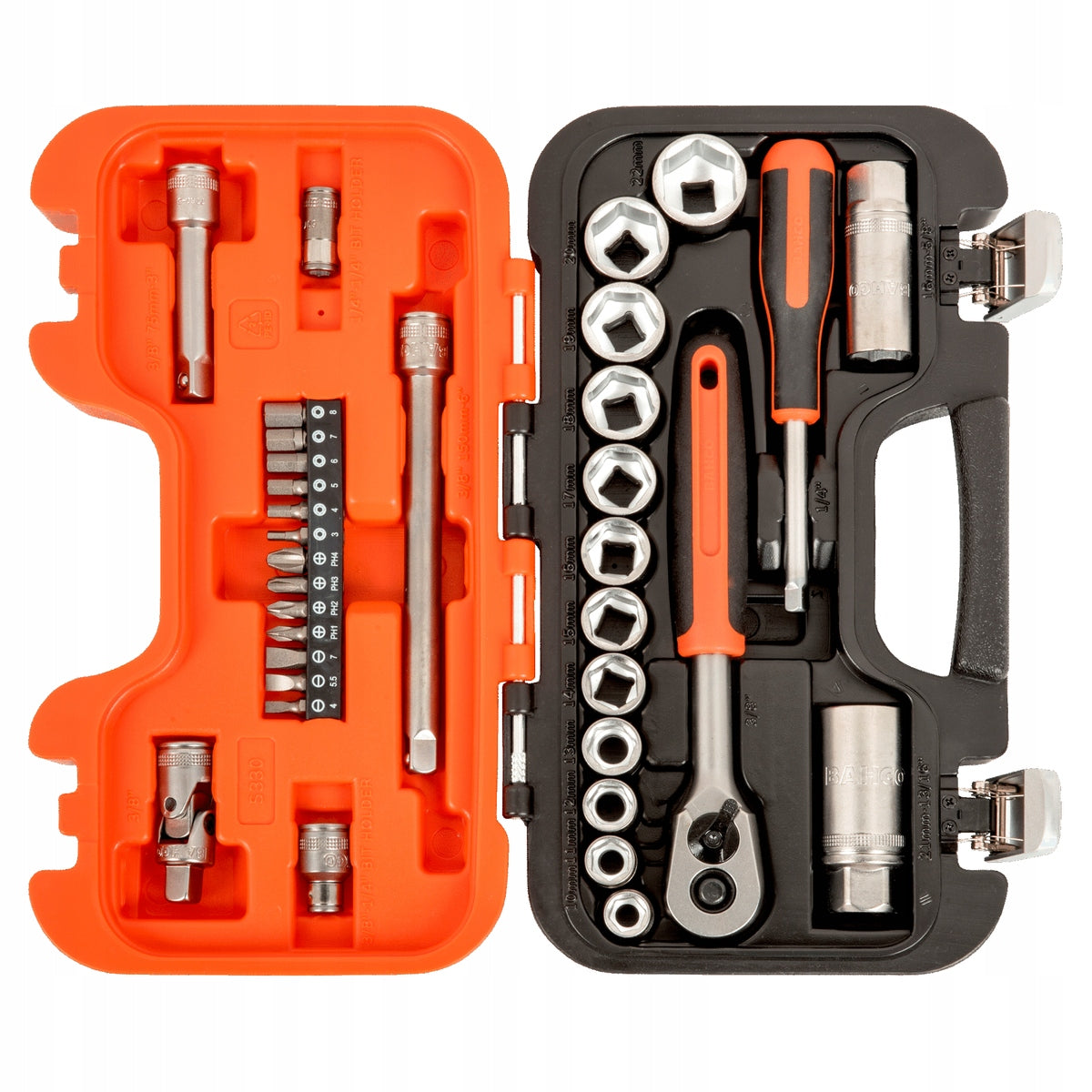 SOCKET WRENCH SOCKET SET 34 PCS. 10-22MM 1/4" 3/8" BAHCO S330 EAN (GTIN) 7314150104024