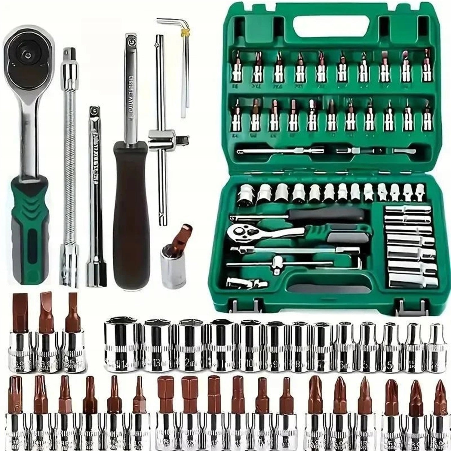 SOCKET WRENCH TOOL SET RATCHET BITS ALLEN TORX SUITCASE 53 EL Packaging status original