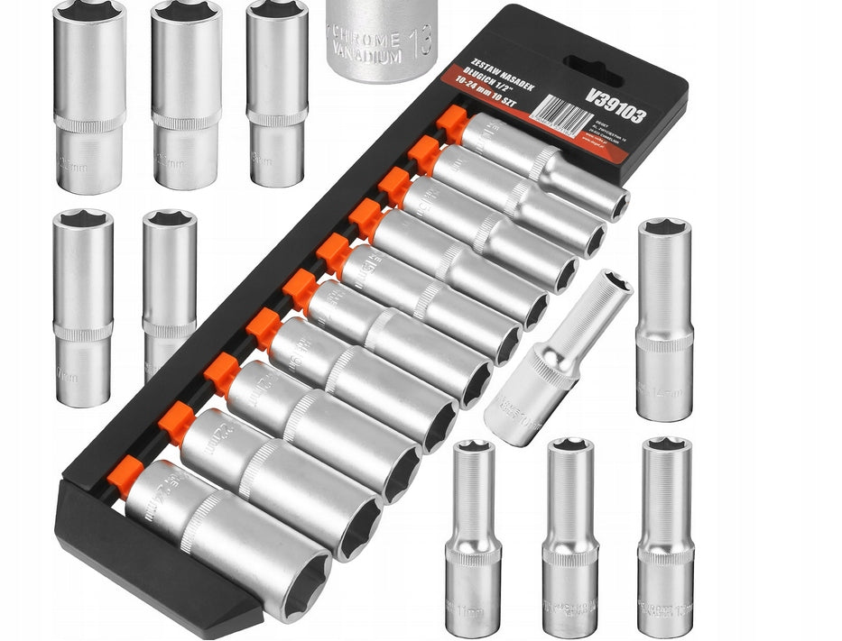 SOCKET WRENCHES 1/2 CAPS LONG 10-24 mm SET Brand Verke