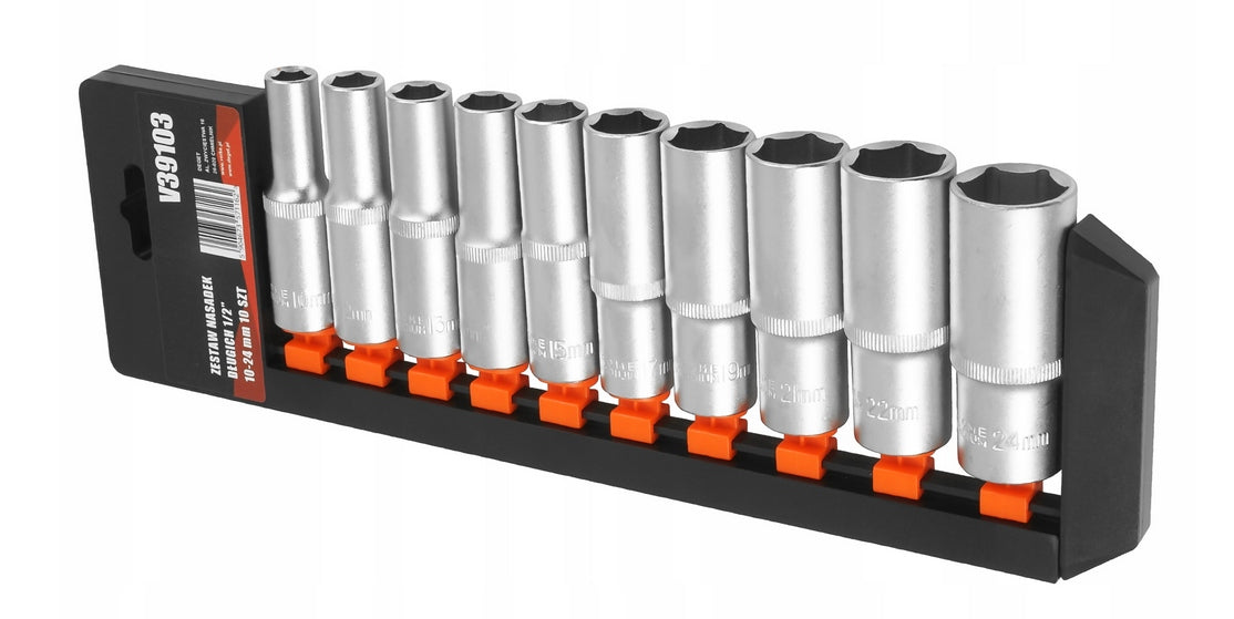 SOCKET WRENCHES 1/2 CAPS LONG 10-24 mm SET Manufacturer code V39103