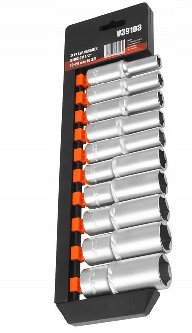 SOCKET WRENCHES 1/2 CAPS LONG 10-24 mm SET Product weight with unit packaging 1.44 kg