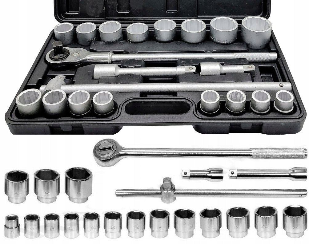 SOCKET WRENCHES 3/4'' LARGE CAPS SET TIR CRV FORGED 21 ELEMENTS 12-ANGLE