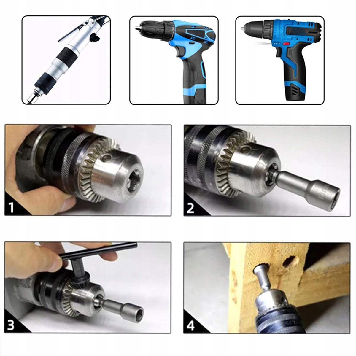 SOCKET WRENCHES FOR SCREWDRIVER HEX SET OF 15 PCS. 5.5-19 mm Brand no brand