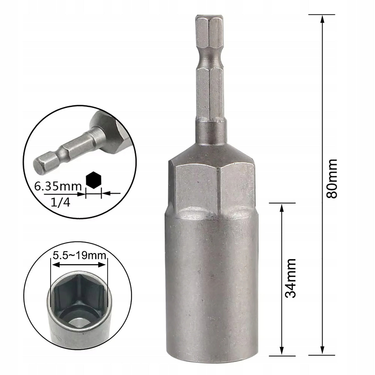 SOCKET WRENCHES FOR SCREWDRIVER HEX SET OF 15 PCS. 5.5-19 mm Packaging status original