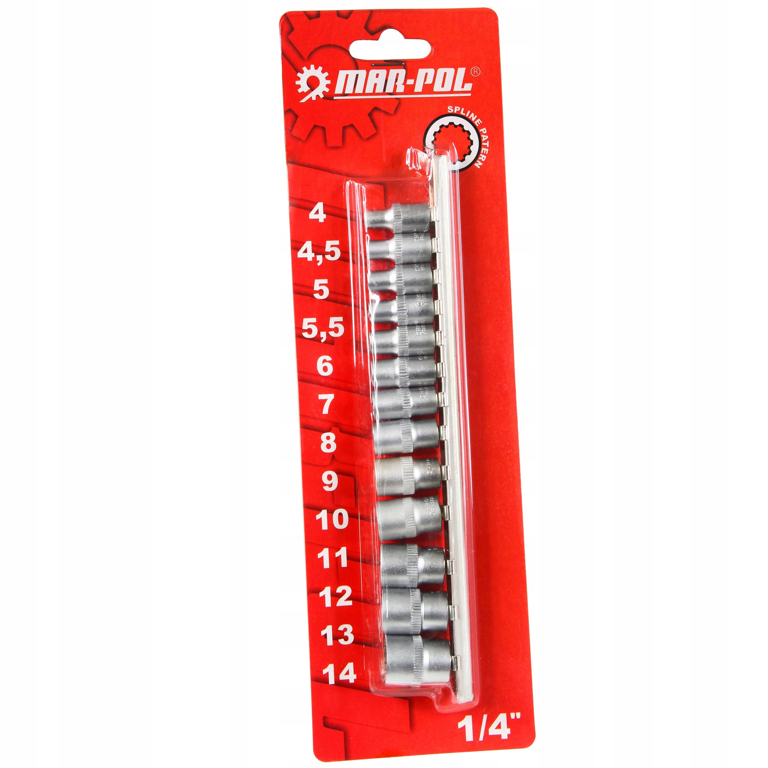 SOCKET WRENCHES SPLINE SOCKETS 1/4 RAILS 13el 4-14mm Product weight with unit packaging 0.8 kg