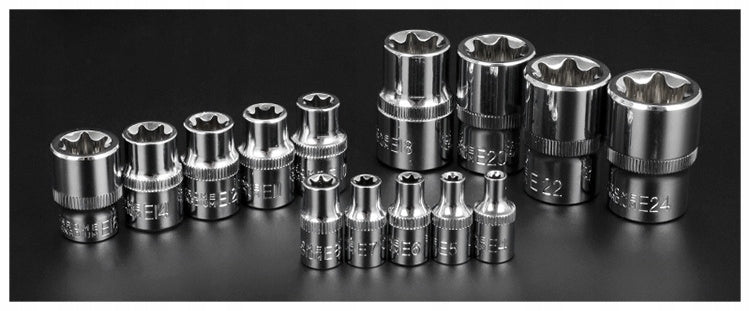 SOCKET WRENCHES TORX E4 - E24 INNER CAPS E-TORX 1/4 3/8 1/2 Manufacturer code FT-1727