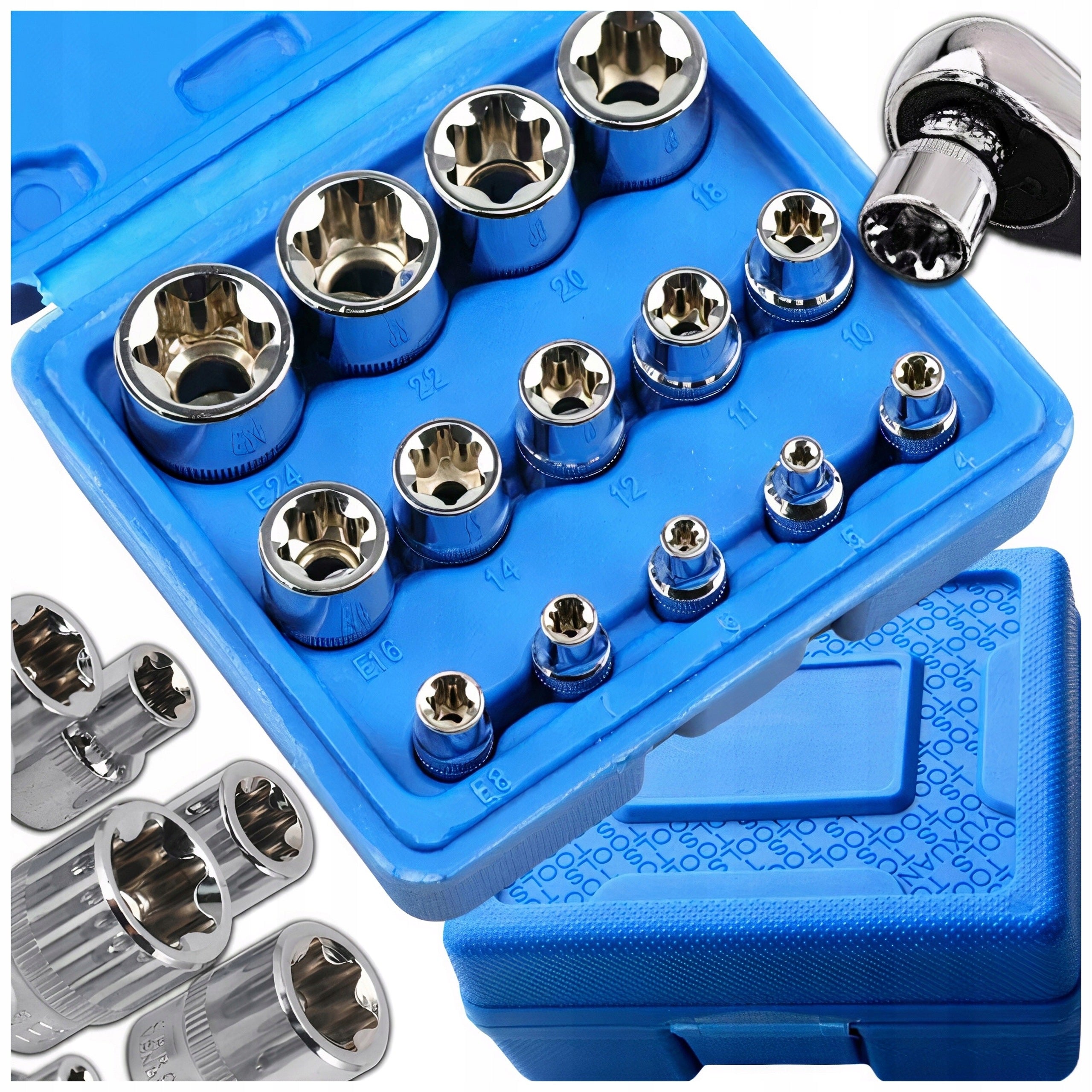 SOCKET WRENCHES TORX E4 - E24 INNER CAPS E-TORX 1/4 3/8 1/2