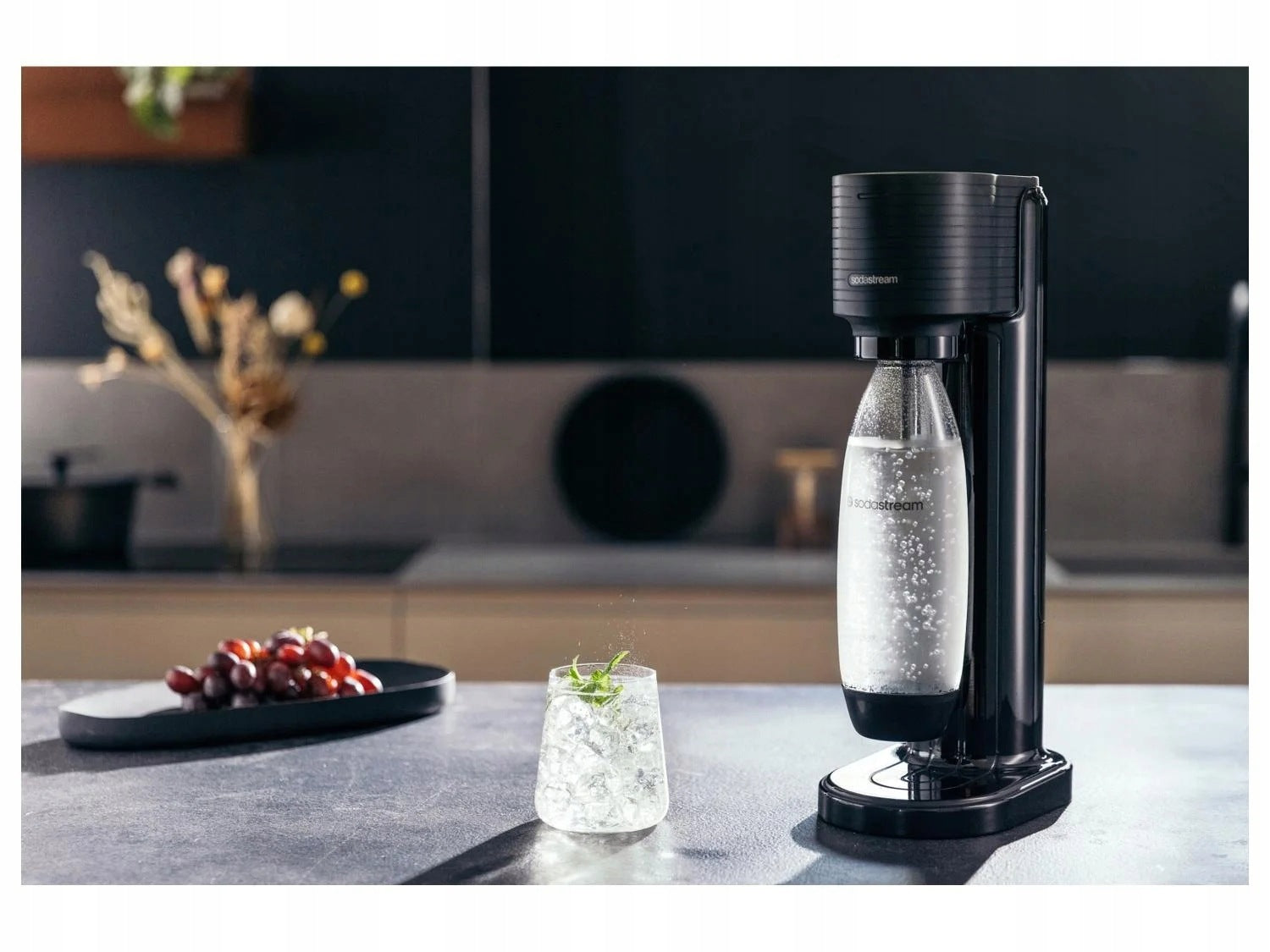 SODASTREAM Gasified Water Saturator GAIA + CO2 BOTTLE & CYLINDER | BLACK Brand SodaStream