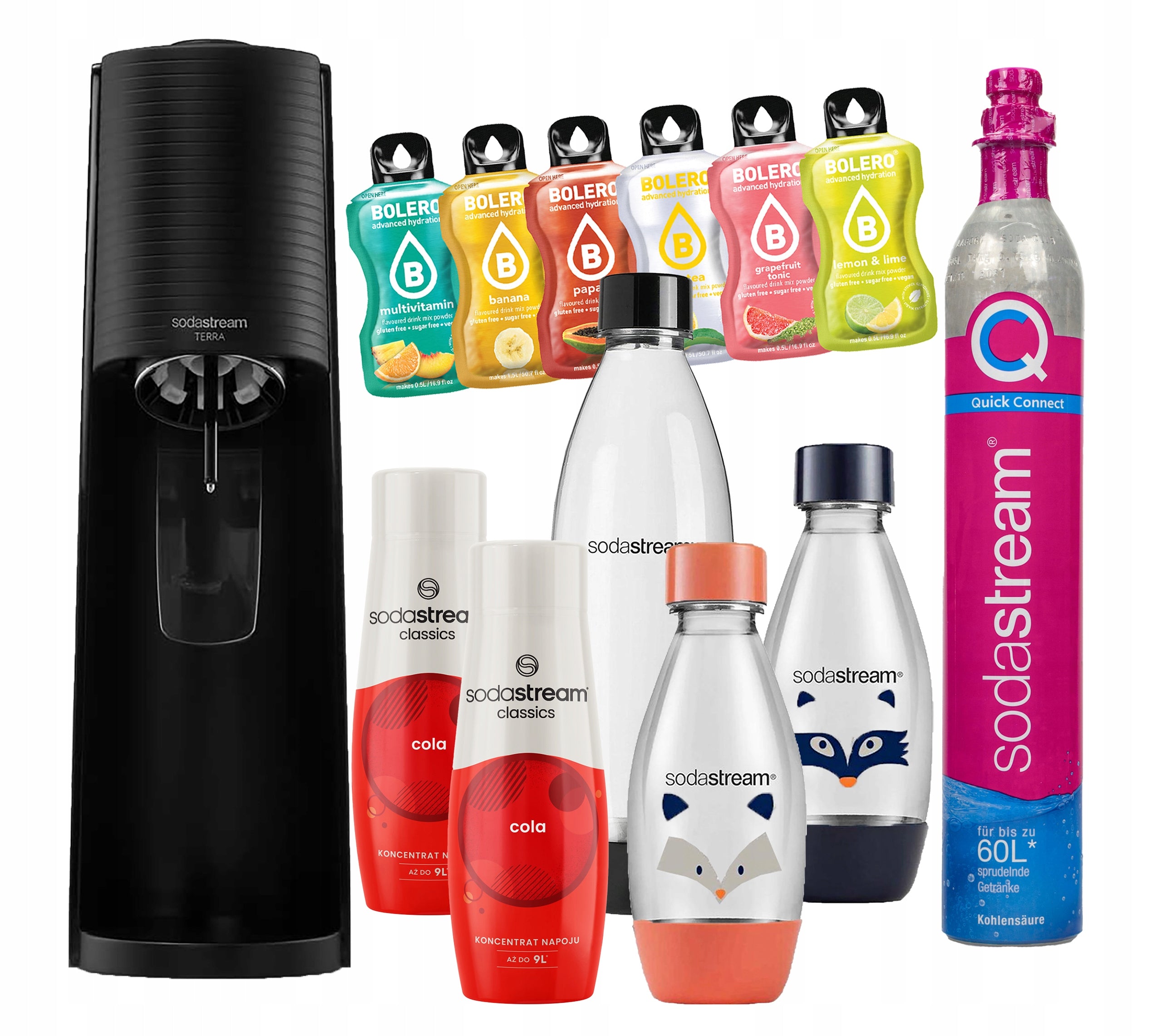 SODASTREAM TERRA SATURATOR BOTTLE CARTRIDGE FUSE family starter kit