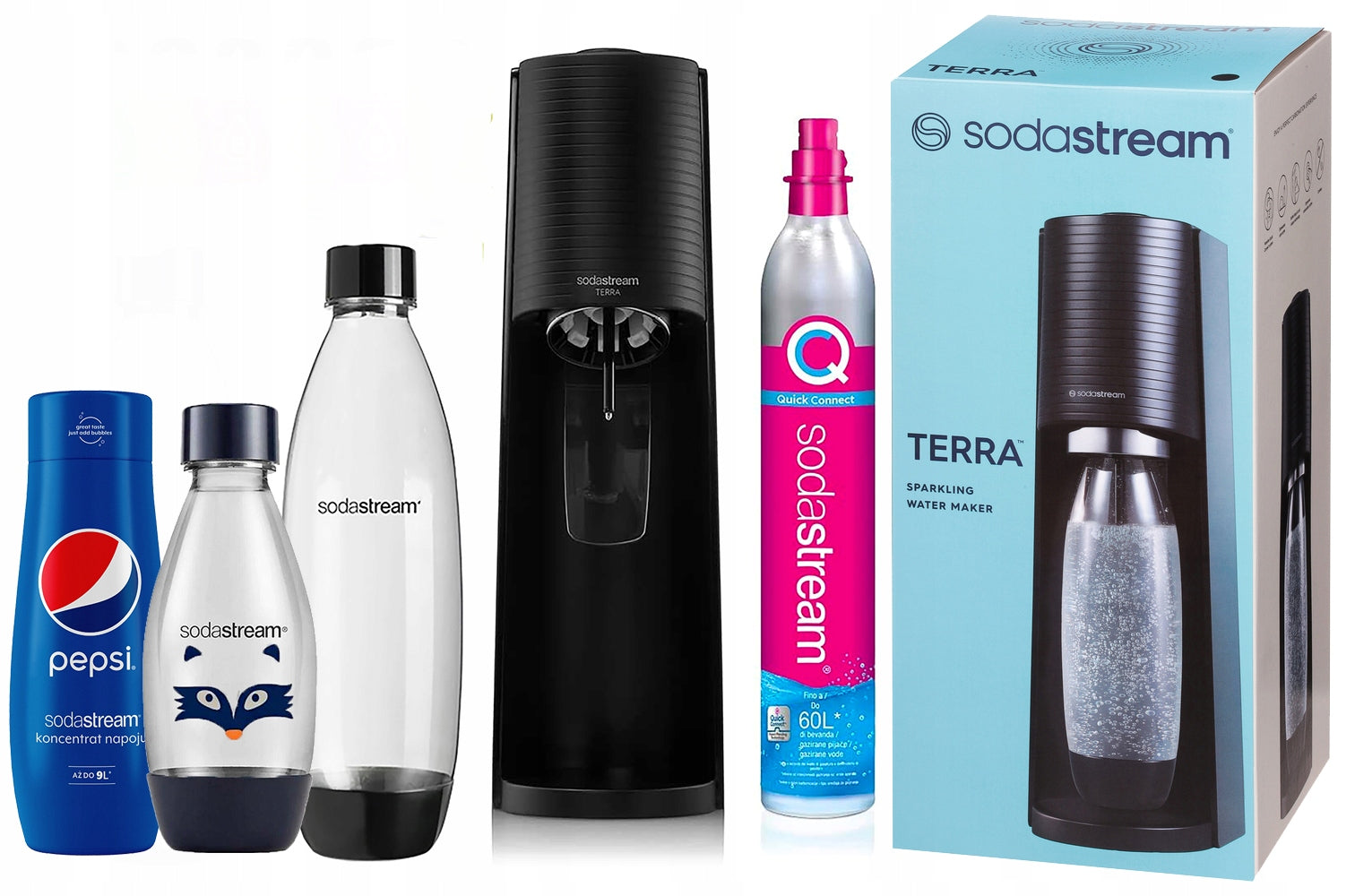 SODASTREAM TERRA SATURATOR water gassing machine family set MAX