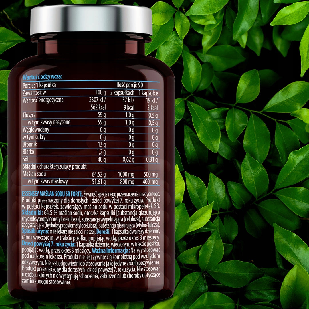 SODIUM BUTYRATE Forte 1000mg 90 Kaps Micropellets Gradual Intestinal Release Expiration date not specified