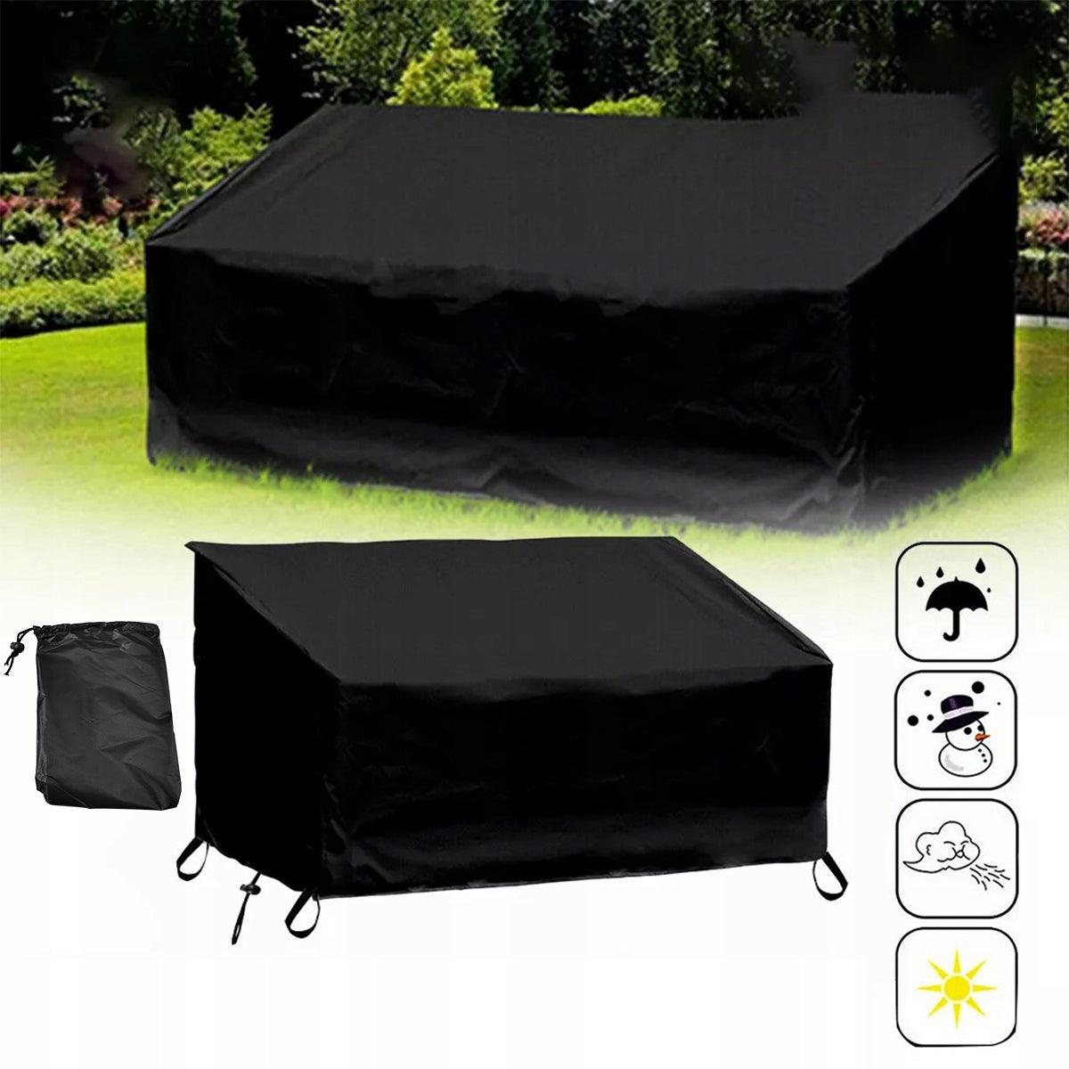 SOFA COVER GARDEN BENCH WATERPROOF TARPAULIN BLACK Length 162 cm