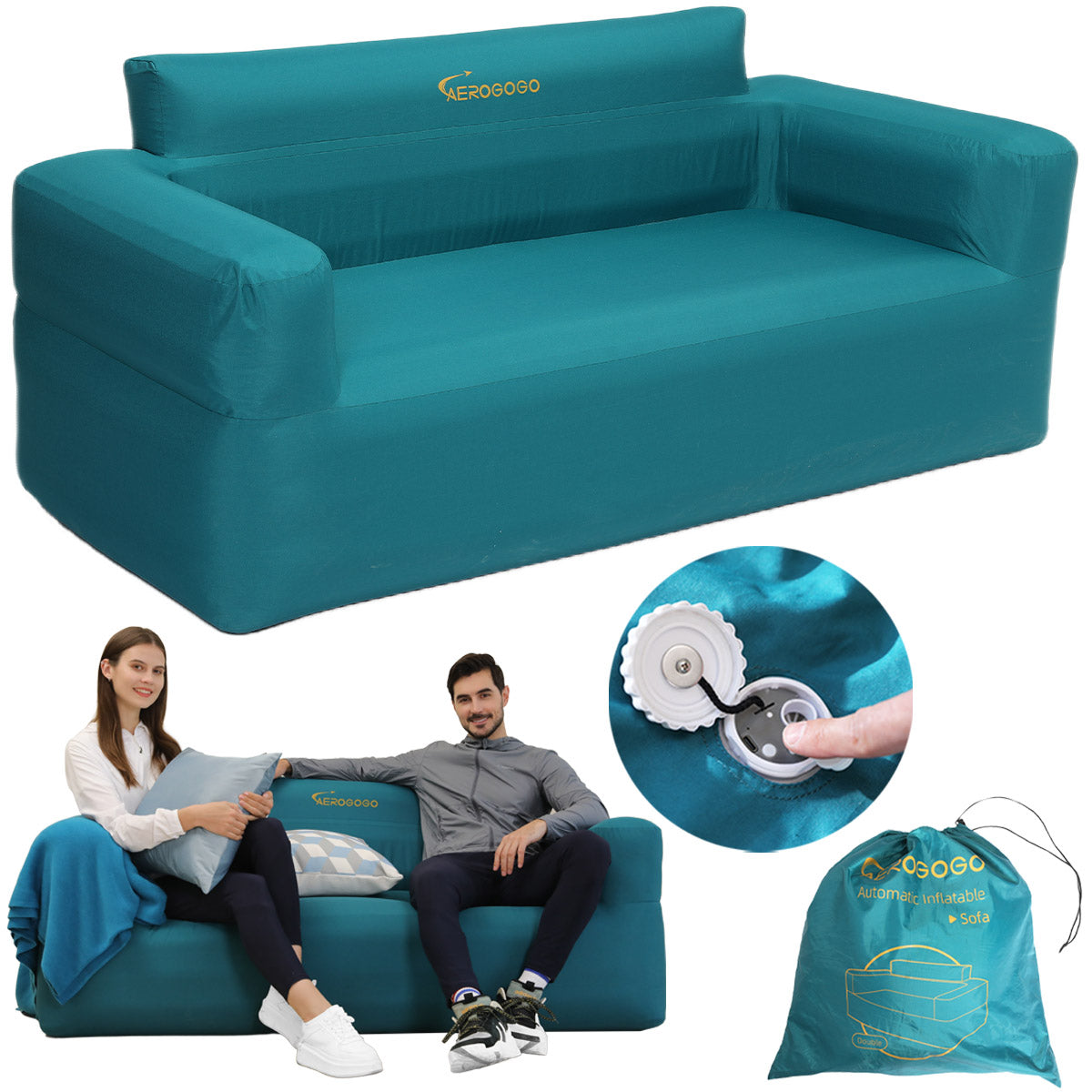 SOFA Inflatable self-inflating couch 2 seater COMFORTABLE AEROGOGO