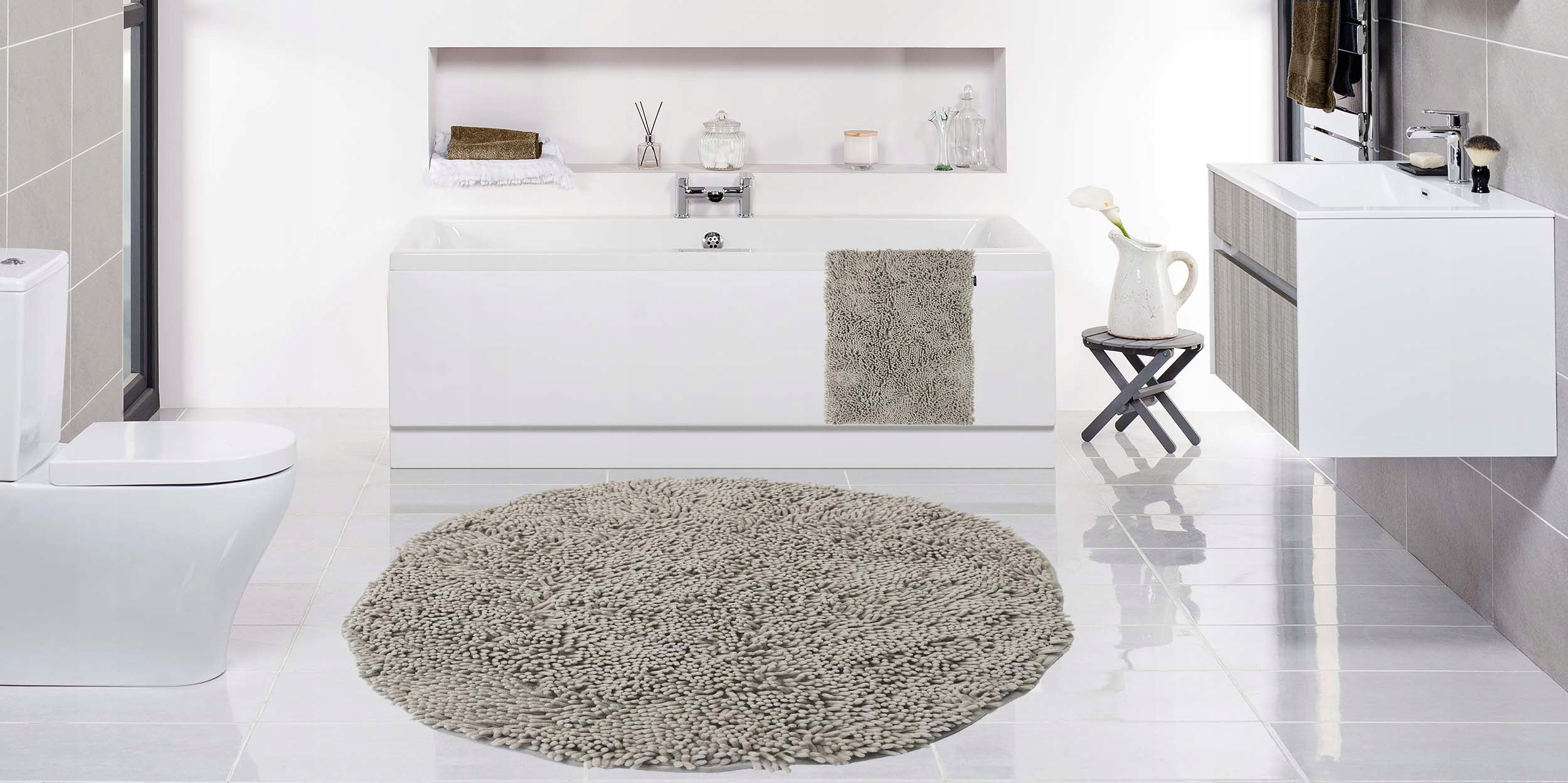 SOFT ABSORBENT BATHROOM RUG BEIGE MACAROONS RAINBOW 80 cm Product width 80 cm