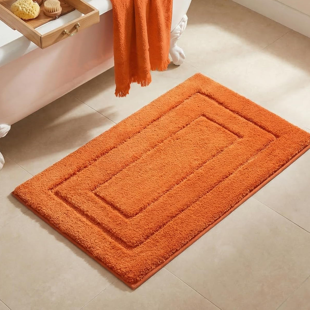 SOFT BATHROOM RUG NON-SLIP 50x80cm ORANGE PLUSH MAT Brand no brand