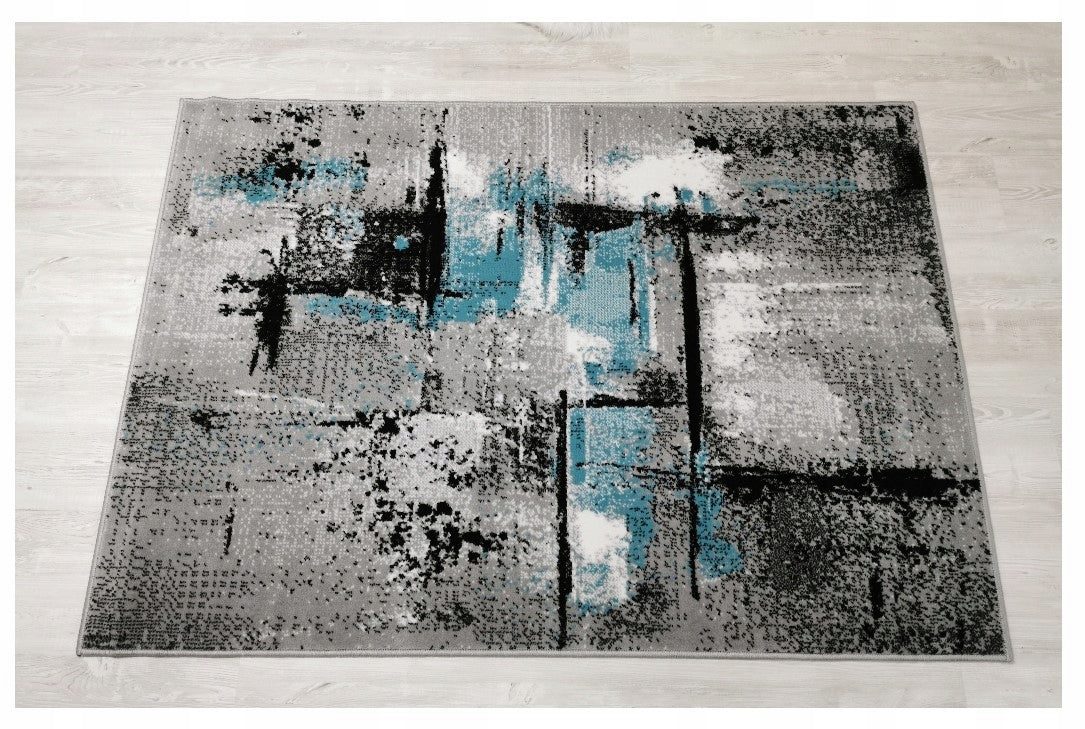 SOFT CARPET 160X230 CM NEW IDEA MARBLE TURQUOISE 3193BS22 FOR LIVING ROOM Thickness 10 mm