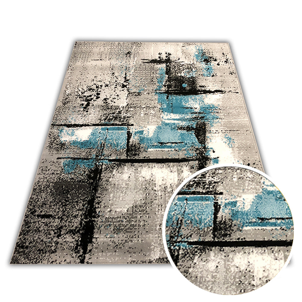 SOFT CARPET 160X230 CM NEW IDEA MARBLE TURQUOISE 3193BS22 FOR LIVING ROOM