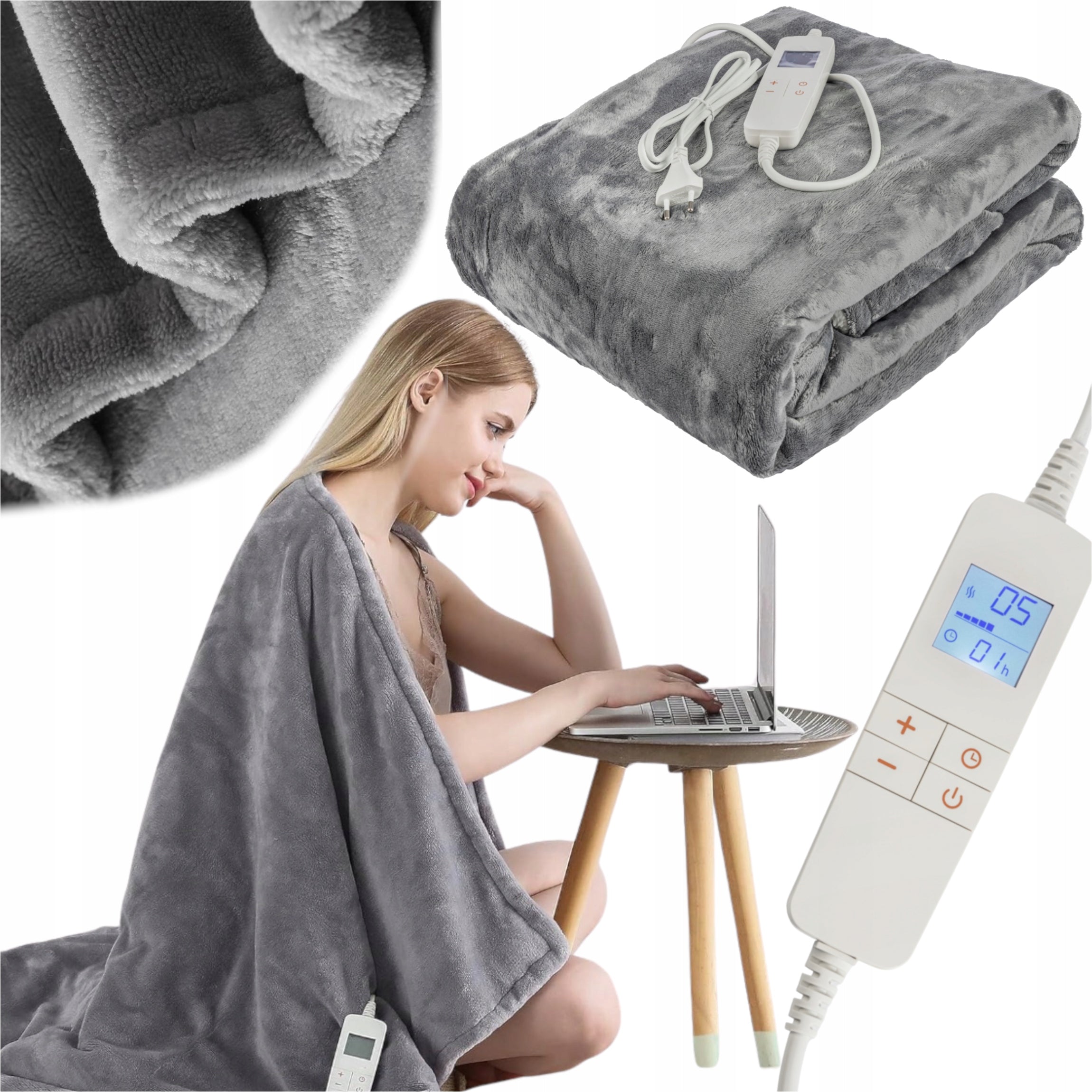 SOFT LARGE ELECTRIC BLANKET FOR TWO PEOPLE TIMER REMOTE CONTROL WASHABLE XXL